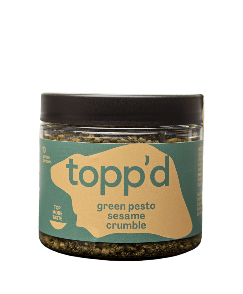 green pesto – sesame crumble